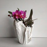 Handmade orchid planter. White sculptural vase. Unique white orchid pot.