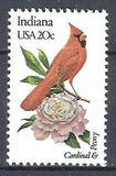 1982 USA United States MNH Birds Flowers Indiana Cardinal Peony