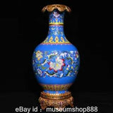 15.6" Qianlong Marked Old Chinese Pastel Porcelain Palace Peony Flower Vase