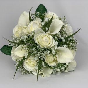 Artificial wedding bouquets silk rose and calla lily