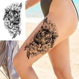 Flower Temporary Tattoos - Black Blossom Snake Peony Waterproof Tattoo Stickers