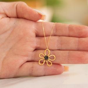 Gold Daisy Necklace,9K,14K Solid Gold Necklace, Gift For Her, Birthday Gift, Mother's Day Gift, Anniversary Gift, For Women, Flower Pendant