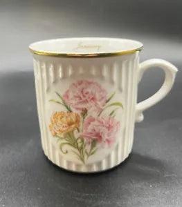 Original Bohemia Collectors Mug Czech  Republic Carnation January Flower Coffee