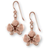 Orchid Jewelry 14k Rose Gold Vermeil Handmade Orchid Flower Earrings  OR5-FWRGVM