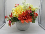 Silk Flower Arrangement/Centerpiece Pink , Yellow, White, Orange - New Hand Made