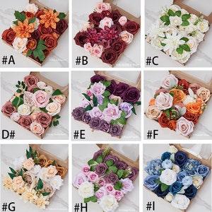 1BOX Artificial Flowers Combo Box Set Faux Flowers Bulk Flower Leaf with Stem for DIY Wedding Bouquets Centerpieces Baby Shower Party Decor