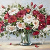 Red Roses Oil Painting Original Flowers in a Vase Painting Classic Wall Art Textured Flowers Art Roses Bouquet Oil Painting Art Gift For Her
