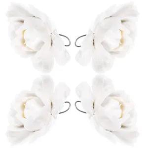 4 Pcs 3D Peony Ceramic Flower Wall Decors Garden Sculpture Picture