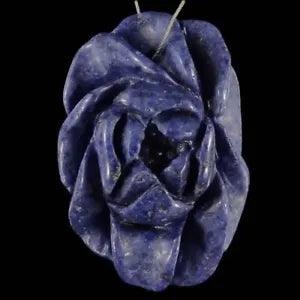 BG09903# Hand Carved Peony Flower Sodalite Pendant Bead Gemstone