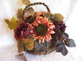 Sunflower Peony and Roses Floral Bouquet Wall Hanging Basket 13.5x12x8.5 inches