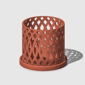Unique Orchid Pot, Plant Pot with Drainage Holes and Saucer, 3D Printed Planter, Terracotta Lightweight Plant Pot, Philodendron