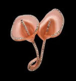 Vintage 1940's Pink Calla Lily Brooch Pin Lucite Celluloid Rhinestone Jewelry
