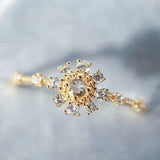 Gold Snowflake Ring, CZ Cluster Ring, Sunflower Ring, Sparkle Ring, Promise Ring, Engagement Ring, Winter Jewelry, Dainty CZ Ring, For Her