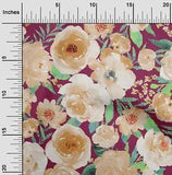 oneOone Cotton Poplin Fabric Watercolor Leaves & Peony Floral Print-DIW
