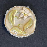 Artisan HANDMADE Paper Art Brooch Pin Floral Neutral LILY 1.75"