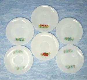 Fire King Flower Painted Milk Glass Saucers 6in Milk Glass Tulip Carnation Rose