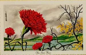 Ken Haag Artist Signed A/S Ohio State Flower Scarlet Carnation Postcard B35