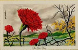 Ken Haag Artist Signed A/S Ohio State Flower Scarlet Carnation Postcard B35