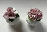 Bone China Pink Rose & Carnation Flower small Salt & Pepper Shakers England EUC