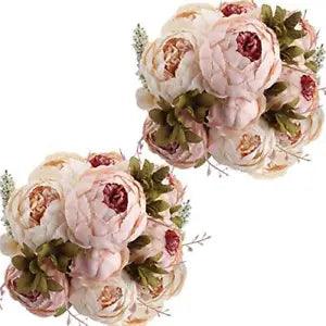 2pcs Artificial Peony Silk Flowers Bouquet for Wedding Home Light Pink*2