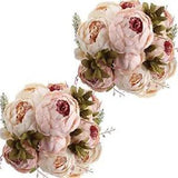 2pcs Artificial Peony Silk Flowers Bouquet for Wedding Home Light Pink*2