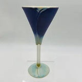 Newman Ceramic Works On Glass Cobalt Blue Cala Lily Wine Goblets 7.25" Signed