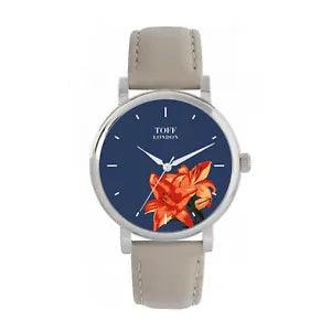 Toff London TLWS-89170 Ladies Orange Lilies Flower Watch