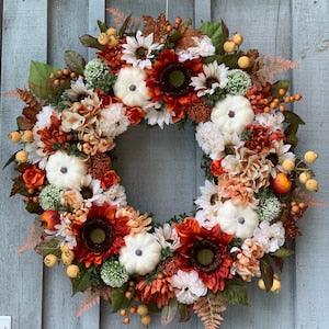 Autumn Wreath Best Seller Thanksgiving Wreath Pumpkin & Hydrangea Wreath Fall Wreath Front Door Wreath Elegant Wreath