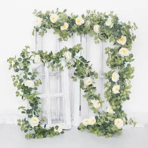 Artificial Flowers Garland Fake Peony Eucalyptus Vine Hanging Wedding Garden