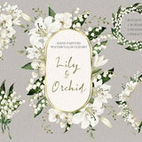 Lily of the valley clipart,watercolor flower orchid bouquets,wedding frame,floral Wreaths