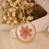 Dried Chrysanthemum Flower Necklace | Pink Pressed Flower Necklace | Boho Wedding Bouquet Jewelry | Gift For Bridesmaids