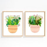 botanical print set of 2, college dorm decor for girls, plant mom gift art, gardener gifts for women, house plant print, green thumb gifts
