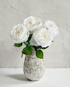 4 Pcs Fake White Roses Peonies Artificial Flowers, 17.7 Inch 4pcs White Rose
