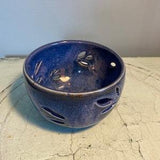 Holiday Sale! Small glazed blue ceramic orchid bowl, blue lavender pottery planter, indoor orchid planter, indoor planter stoneware