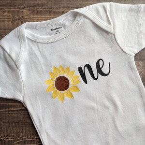 CUSTOM SUNFLOWER ONESIE | sunflower onesie | first birthday onesie | baby onesie | baby bodysuits |