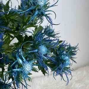 Artificial Thistle Flower Stem - High Quality Faux Flower / DIY Floral / Wedding / Home Decoration / Gifts / Blue