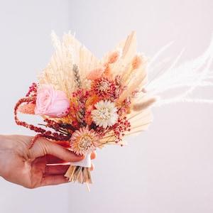 Pink Boho Palm Spear Bouquet / Dried Wildflower Bouquet / Preserved Rose Bouquet / Dancing Meadow Flowers