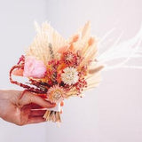 Pink Boho Palm Spear Bouquet / Dried Wildflower Bouquet / Preserved Rose Bouquet / Dancing Meadow Flowers