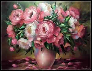 Still life with Peonies - Chart Counted Cross Stitch Patterns Needlework DMC