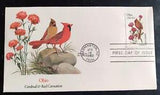 OHIO  BIRD & FLOWER 1982 CARDINAL & RED CARNATION FLEETWOOD CACHET FDC VF UNADDR