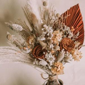 Boho Wedding Bouquet / Fall Bridesmaid Bouquet / Toffee Brown and Yellow Boho Flower / Yellow Rust Orange