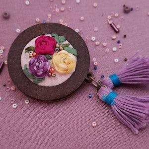Flower brooch, Beaded brooch, Handmade Embroidery,Ribbon embroidery, Rose embroidery