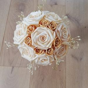 Paper roses bouquet,white and gold bouquet, wedding bouquet, bridal shower 17cm diameter cottage decoration, boho wedding, home decoration
