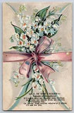 Postcard Lily of the Valley Wishes for you Friendship card embossed   D-12
