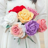 Crocheted Rose Flower Bouquet | Crochet Flower | Handmade Multicolor Flowers Bouquet | Handmade, Mother's Day Gift