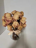 Naturally Dried Roses, Peach Color with Red Trim on Tips, approximately 24 Roses