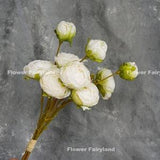 9 Heads Dried Look Ranunculus Bouquet | Artificial Flower | DIY Floral | Wedding/Home Decoration | Gifts - White