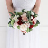 Wedding bouquets Wine Blush, Boho Bridal and Bridesmaids Bouquets, Silk Flowers for Weddings, Bridal Bouquets Artificial. Roses Eucalyptus