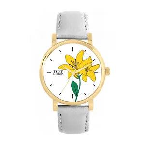 Toff London TLWS-37009 Ladies Yellow Lily Flower Watch