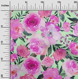 oneOone Cotton Poplin Fabric Watercolor Leaves & Peony Floral_Printed-FKA